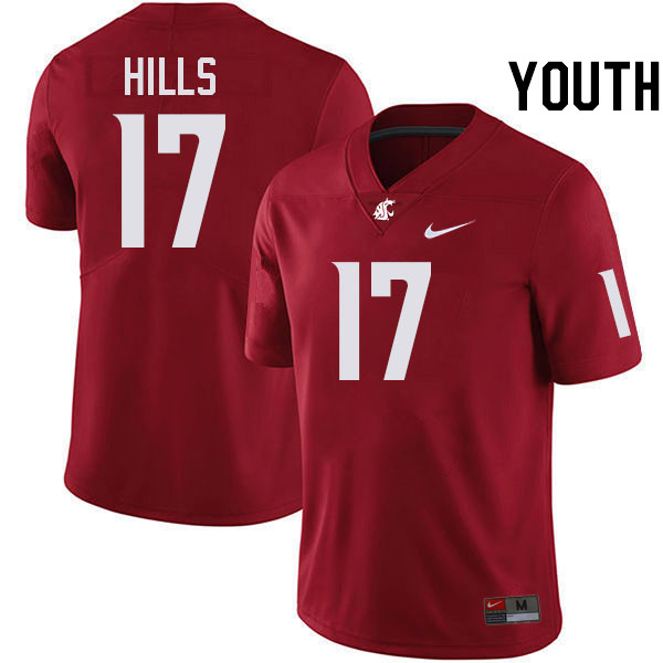 Youth #17 Brandon Hills Washington State Cougars College Football Jerseys Stitched-Crimson